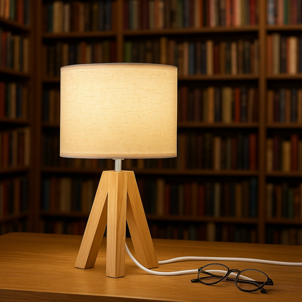 Solara Table Lamp - Wooden Base, Adjustable Light Settings for Bedroom and Desk 0