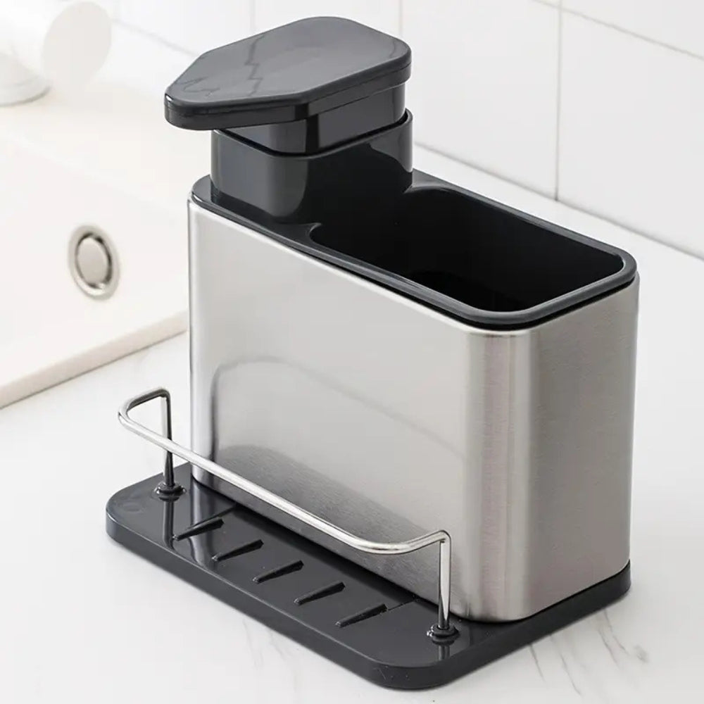 Sorin Kitchen Organizer - Stainless Steel Soap Dispenser and Utensil Rack 5