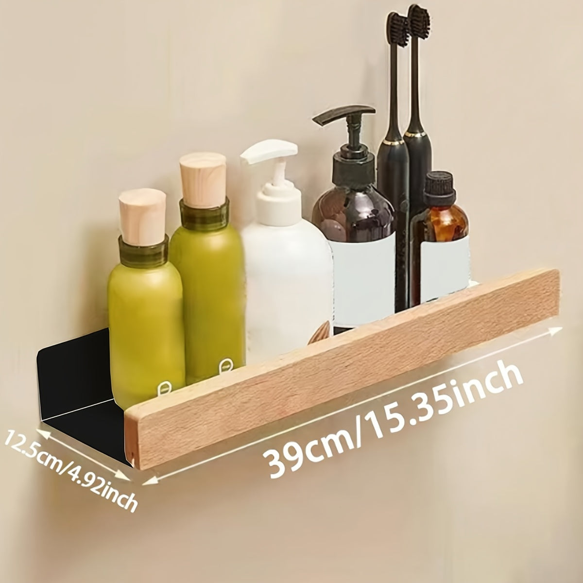 StarkesTett Floating Wall Shelf - Wrought Iron, No Drilling, Modern Design 3