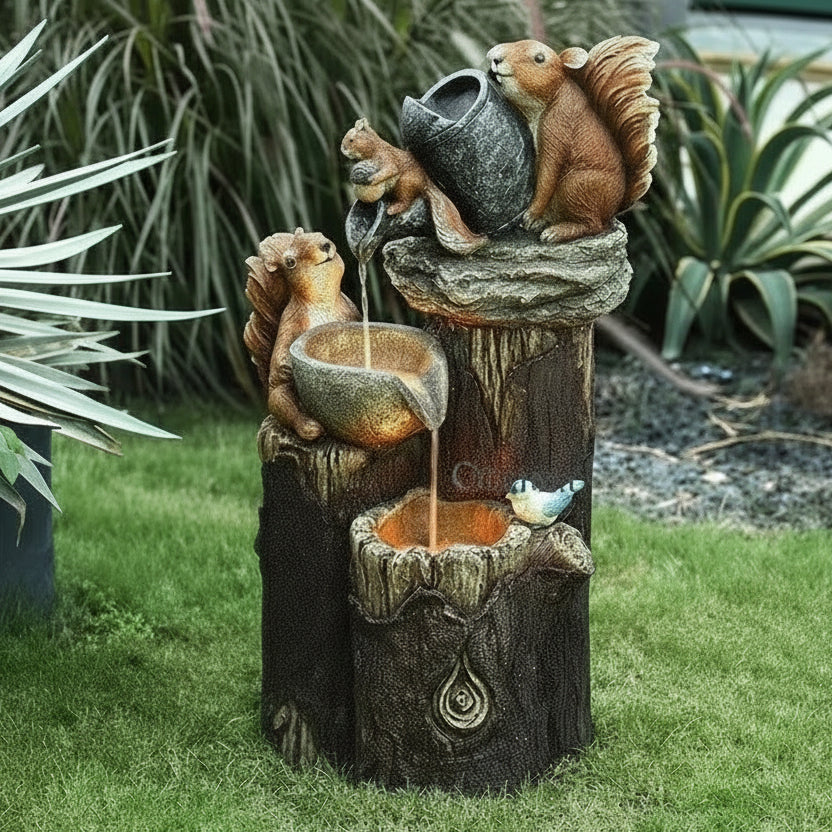 Sunny Garden Figurine - Weather-Resistant Duck and Squirrel Design, Outdoor Garden Statues for Sale 4