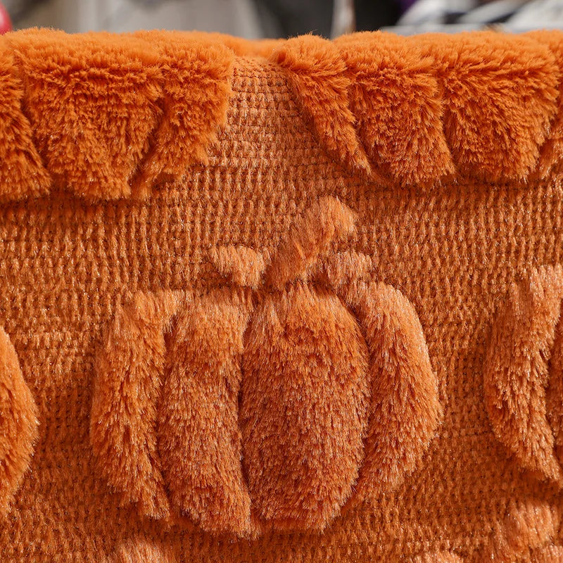 Talon Fall Table Runner - Soft Woven Fabric, Tufted Pumpkin and Ghost Design 3