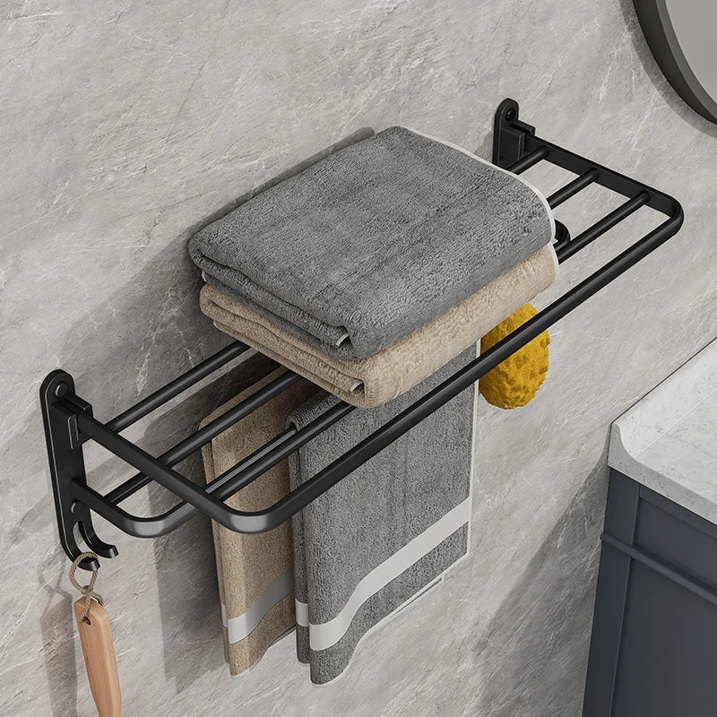 Talon Towel Rack - Collapsible Steel, Matte Black Towel Storage 4