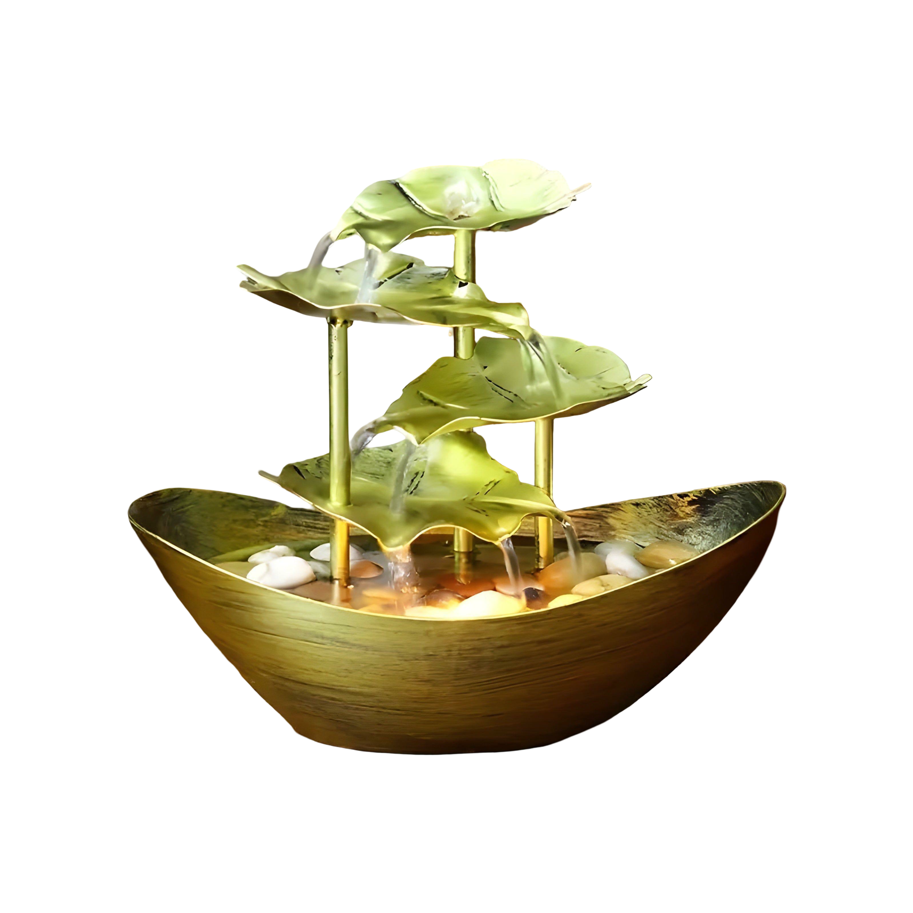 Tavren Tabletop Fountain - Iron Leaf Design with LED Light, Indoor Waterfall 1