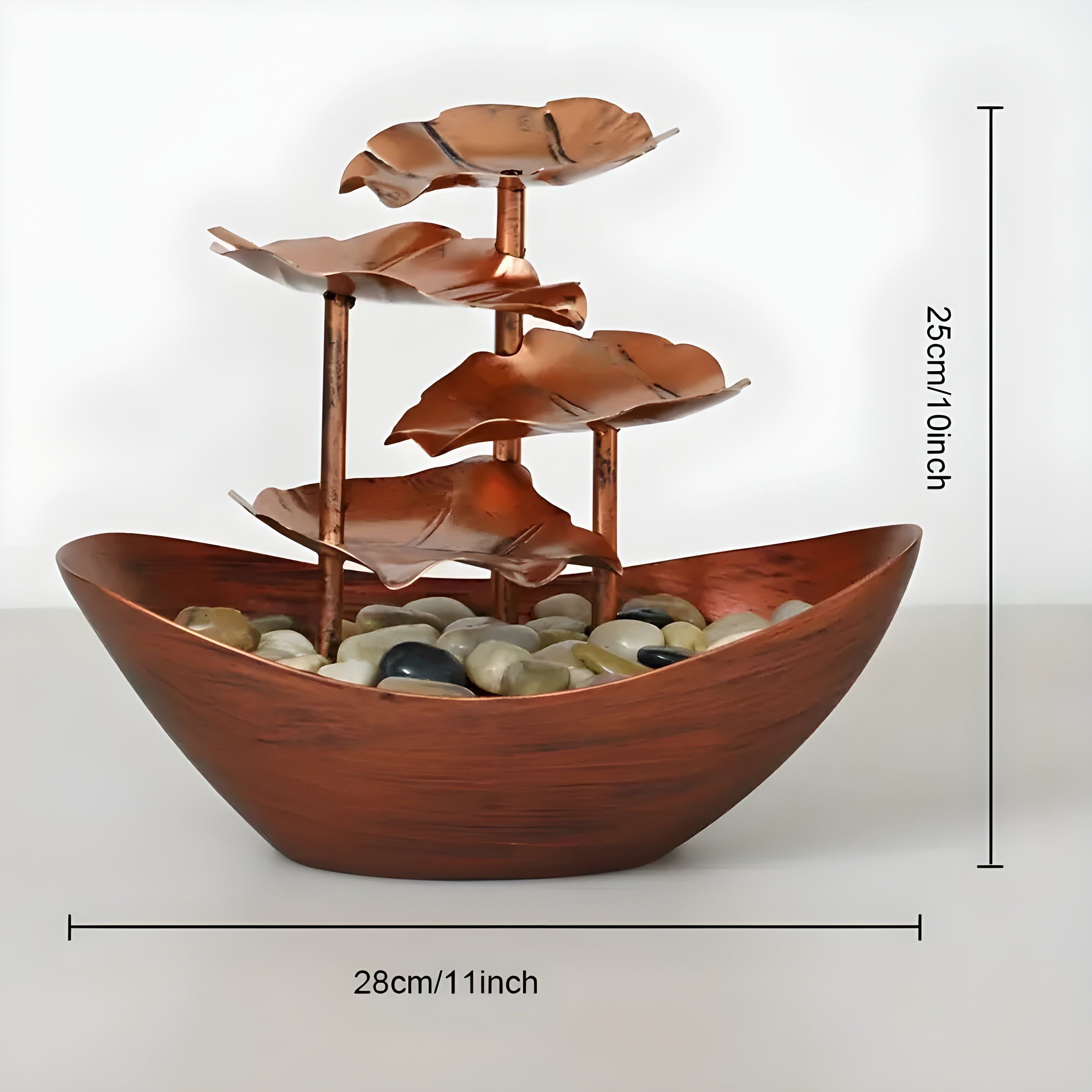 Tavren Tabletop Fountain - Iron Leaf Design with LED Light, Indoor Waterfall 7