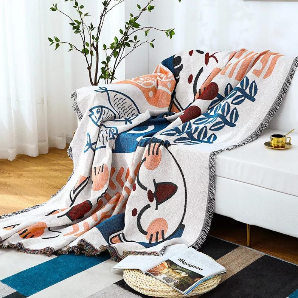 Tidal Sofa Cover - Cotton Linen, Jacquard Design, Lightweight 7