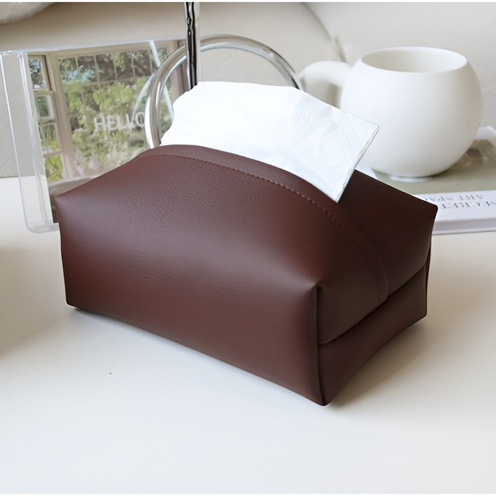 Tivara Tissue Holder - Durable PU Leather, Compact for Car and Home 2