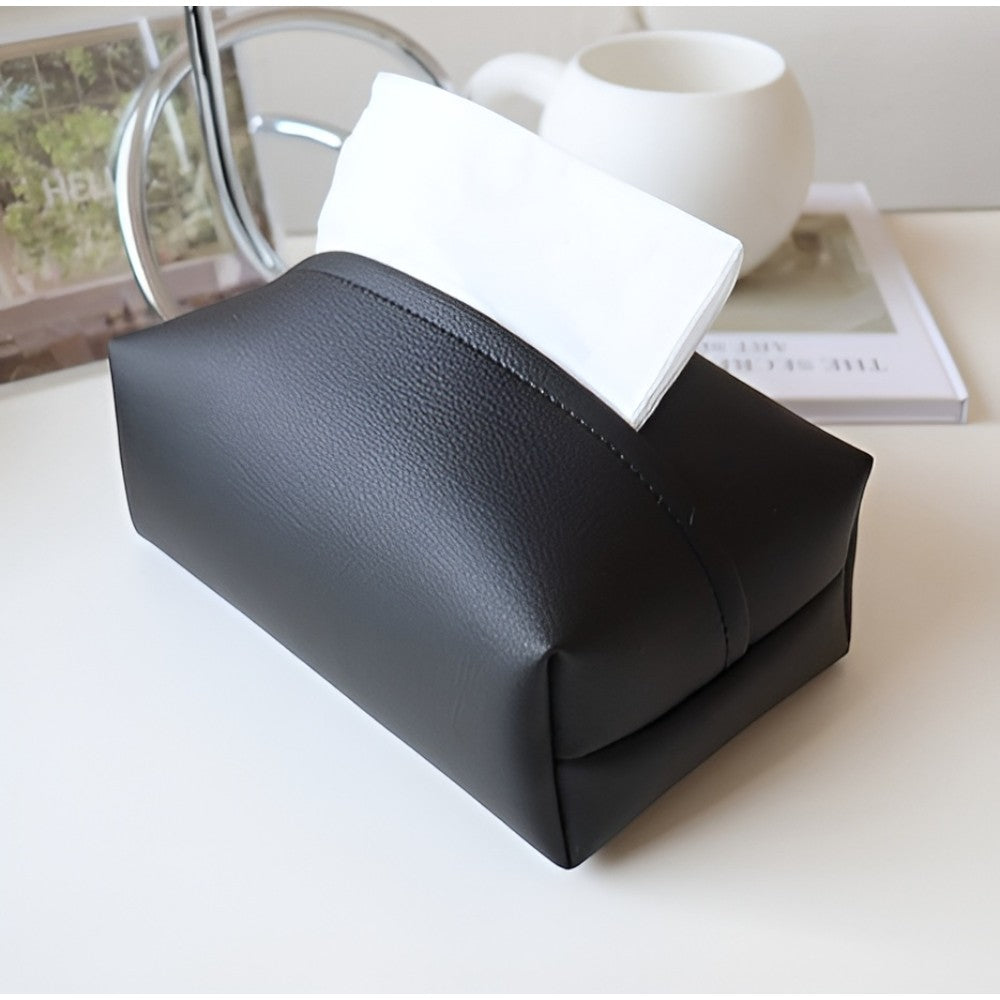 Tivara Tissue Holder - Durable PU Leather, Compact for Car and Home 3