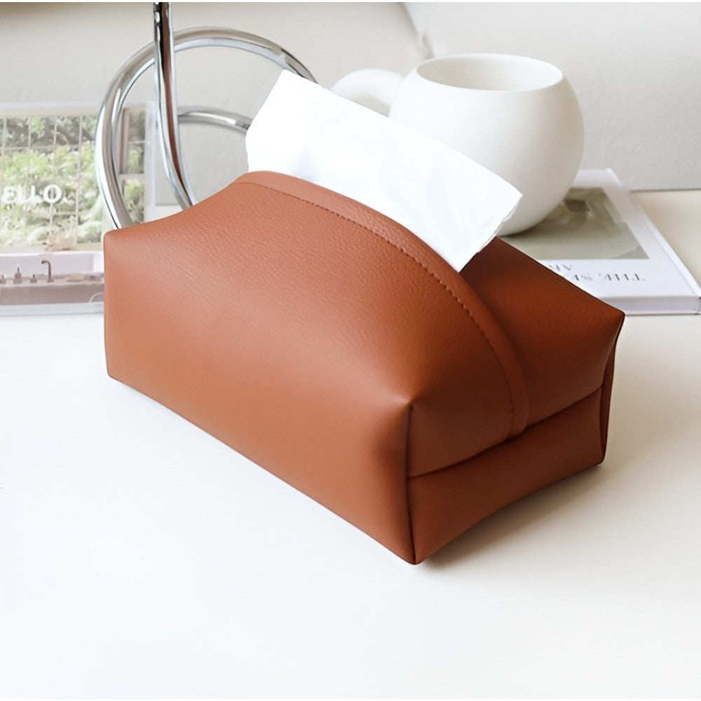 Tivara Tissue Holder - Durable PU Leather, Compact for Car and Home 5