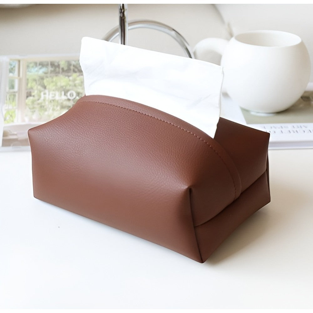 Tivara Tissue Holder - Durable PU Leather, Compact for Car and Home 6