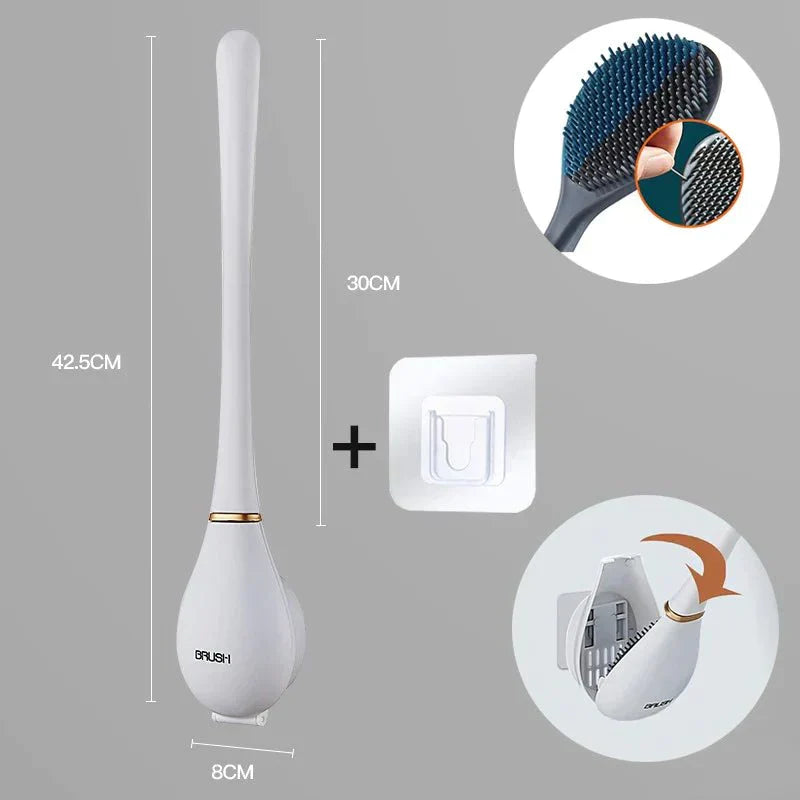 Tresco Toilet Brush - Flexible Silicone with Quick-Dry Holder, Wall Mount 7