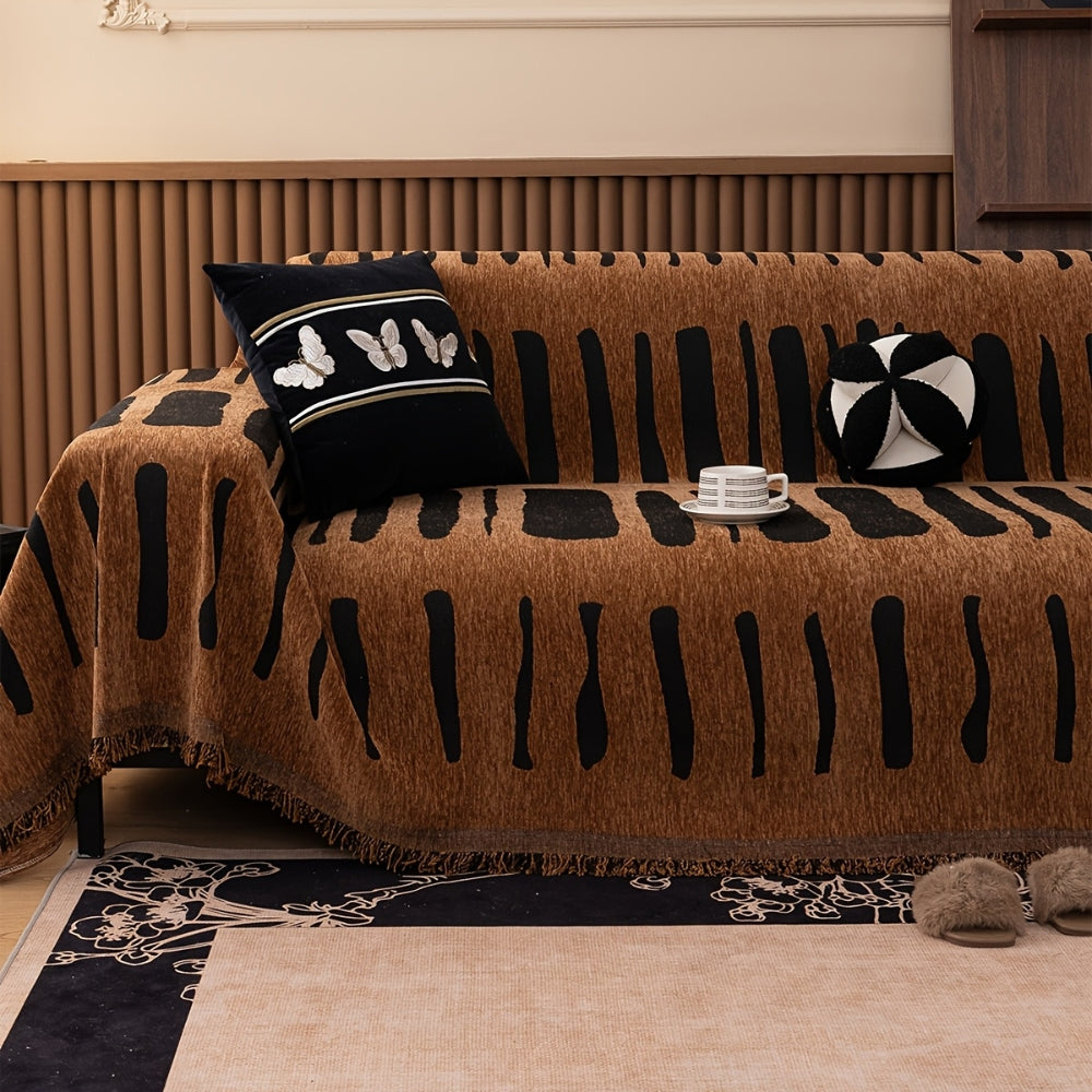 Tribal Chenille Sofa Cover - Soft Microfiber, Stylish Protection 1