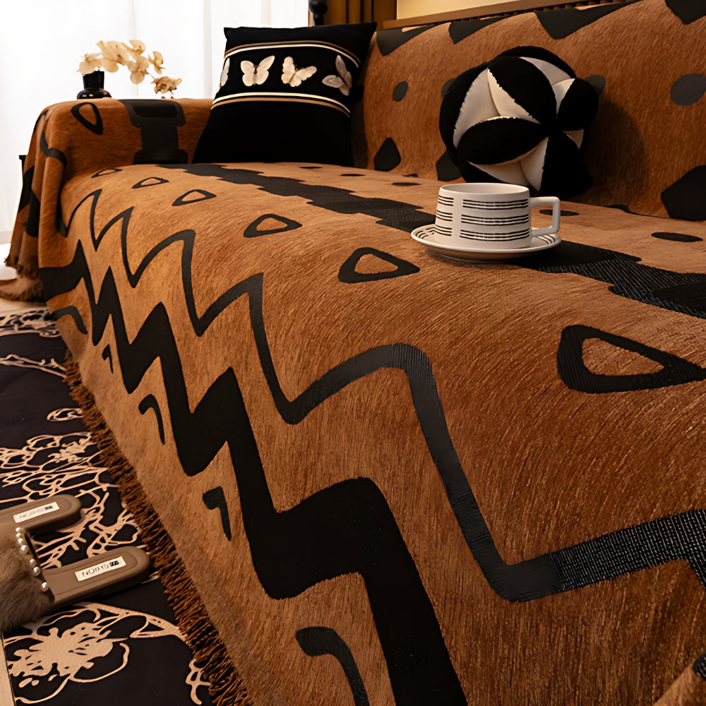 Tribal Chenille Sofa Cover - Soft Microfiber, Stylish Protection 6