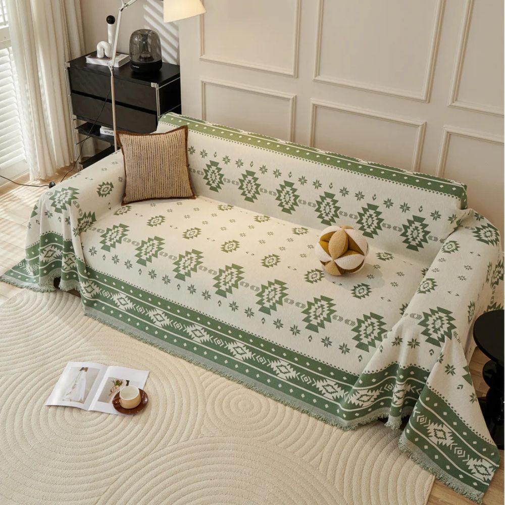 Tribe Reversible Sofa Cover - Soft Chenille, Tribal Design 1