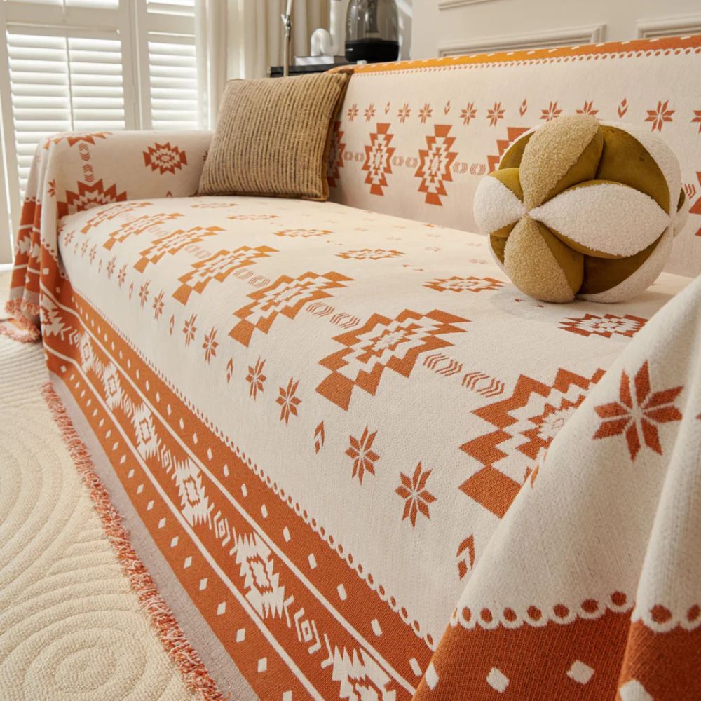 Tribe Reversible Sofa Cover - Soft Chenille, Tribal Design 6