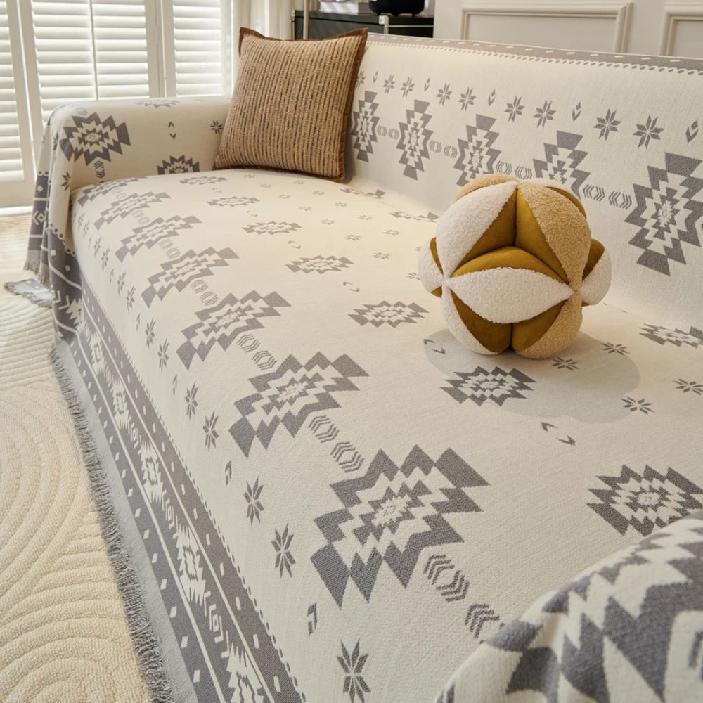 Tribe Reversible Sofa Cover - Soft Chenille, Tribal Design 7