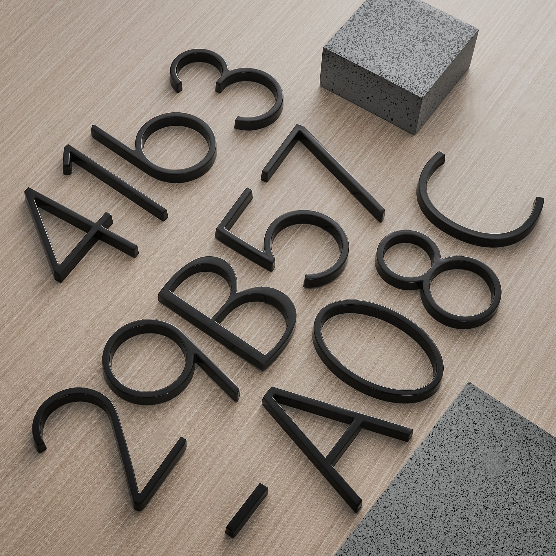 Trilo House Number Sign - Zinc Alloy, Modern Floating Design 0