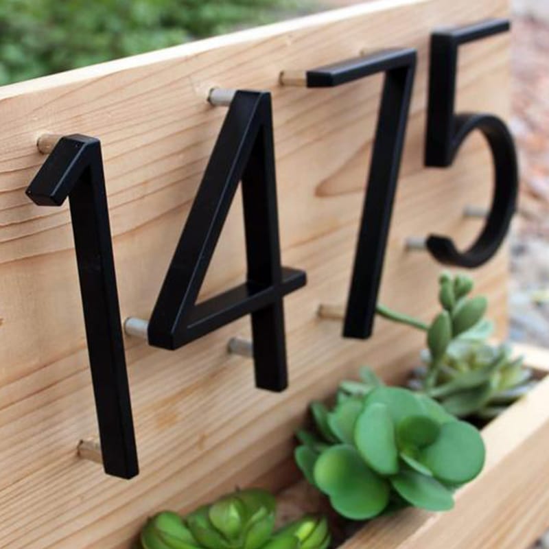 Trilo House Number Sign - Zinc Alloy, Modern Floating Design 2
