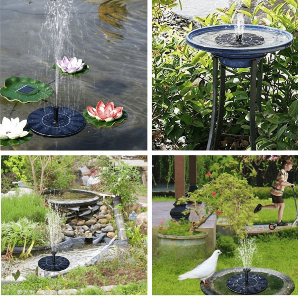 AquaBloom Fountain - Solar Water Fountain - Garden Style - Floating Design