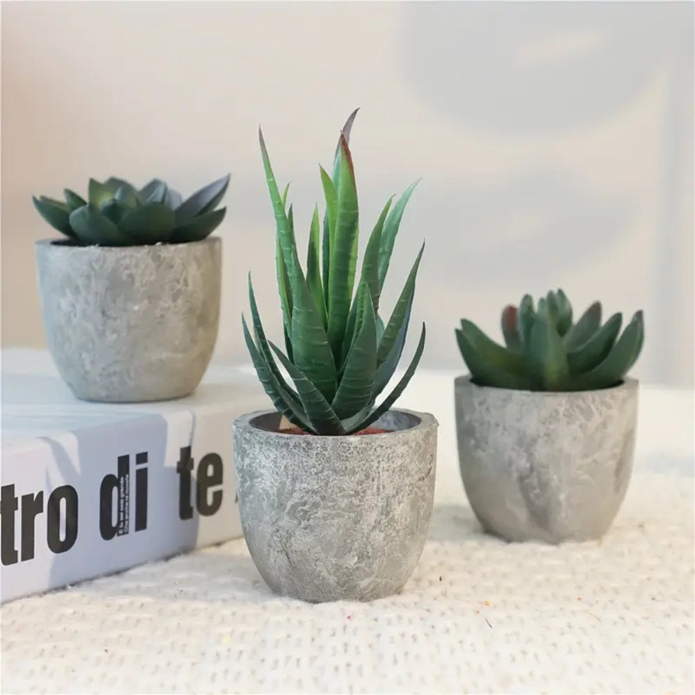 Verdea Artificial Succulent Plant - Realistic Faux Greenery, Rustic Pot 3