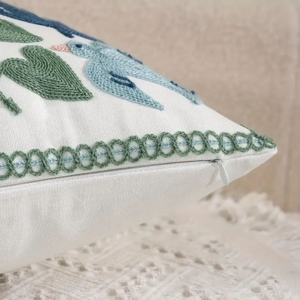 Verden Botanical Cushion Cover - Embroidered Microfiber 18x18 Inches 7