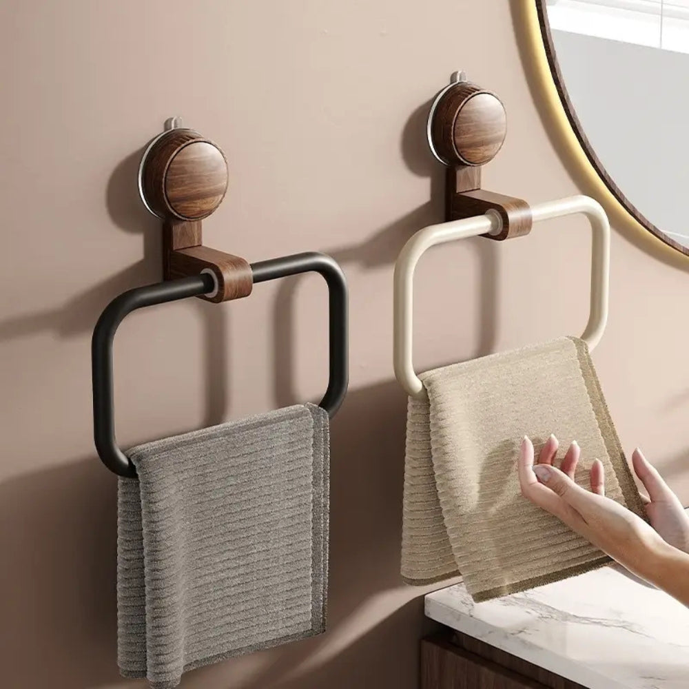 Vero Towel Rack - Walnut-Inspired Design, Removable Suction Base 0