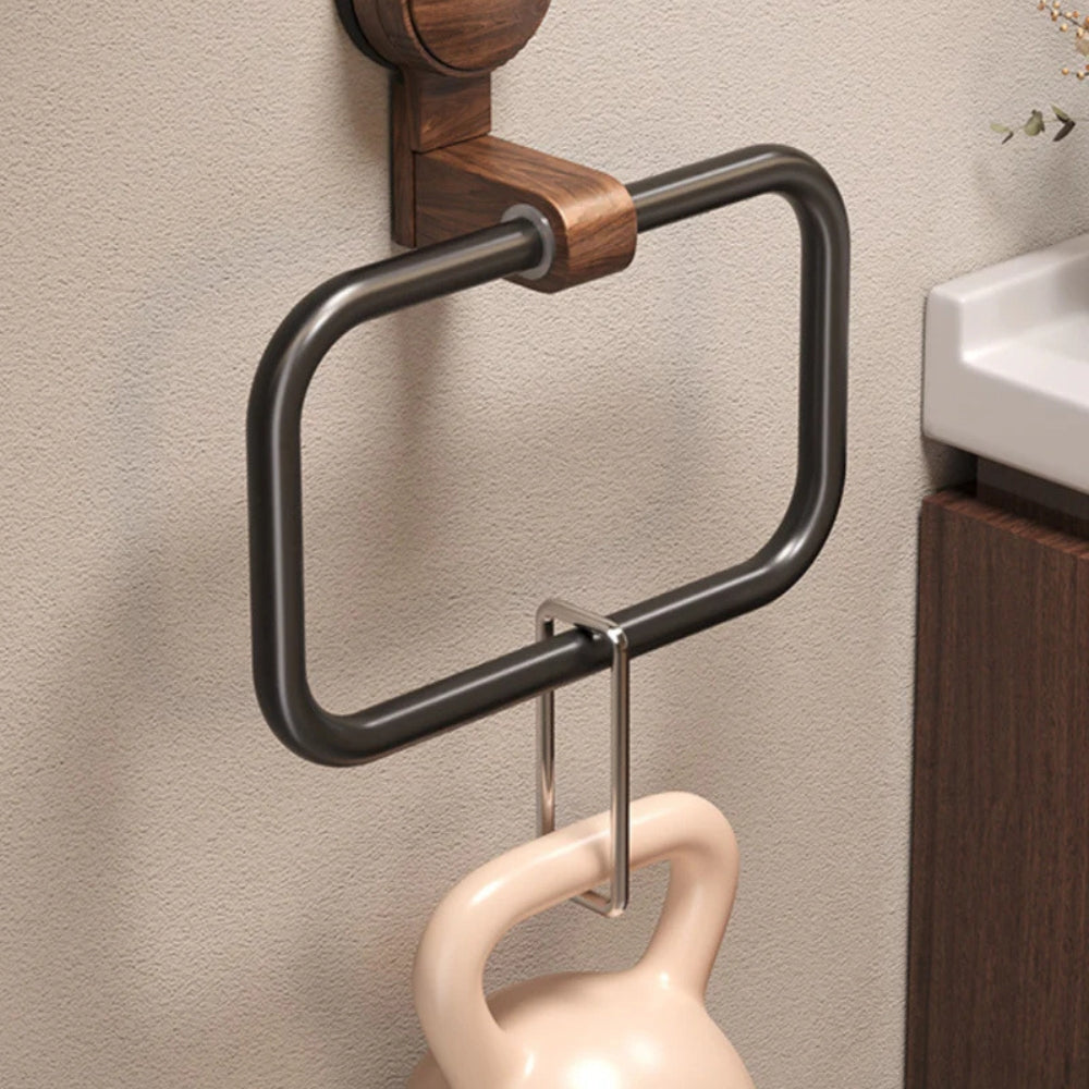 Vero Towel Rack - Walnut-Inspired Design, Removable Suction Base 1