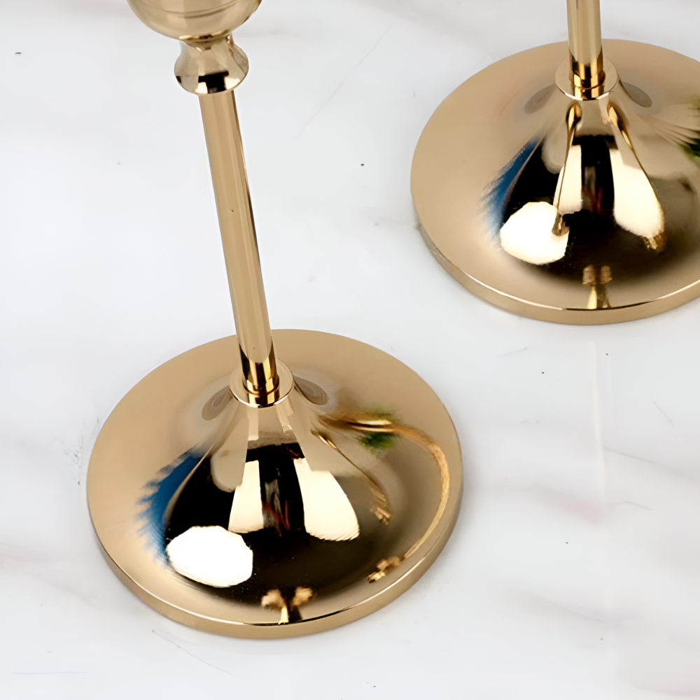 Vesper Candle Holder Set - Gold Metal, Vintage Style Taper Candle Holders, 3 Pieces 8