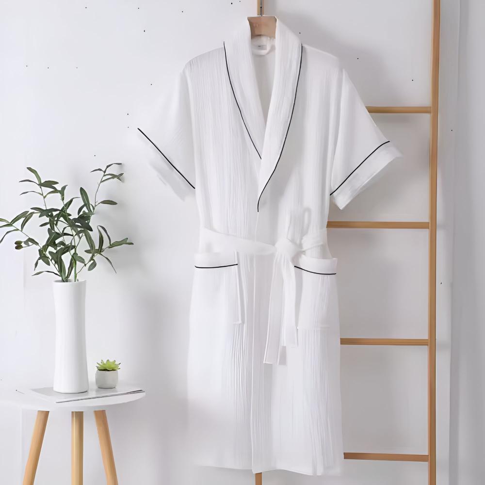 Vessina Bathrobe - 100% Cotton Double Muslin, Short Sleeves, Relaxed Fit 1