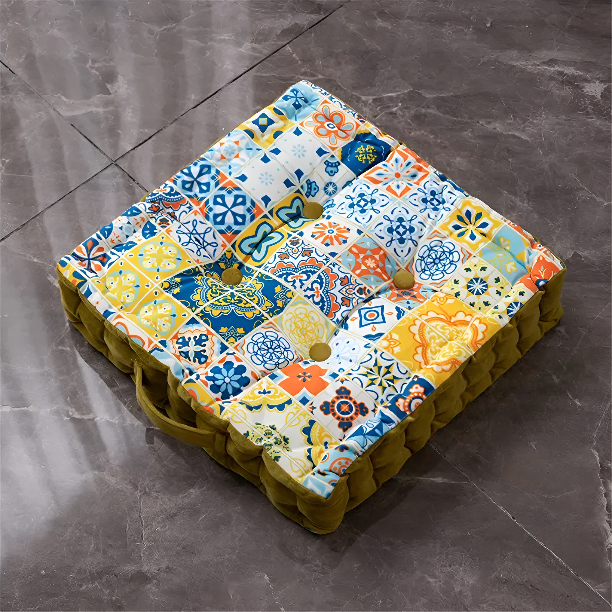 Vinta Floor Cushion - Plush Velvet Tufted Design, Cozy Seating 4