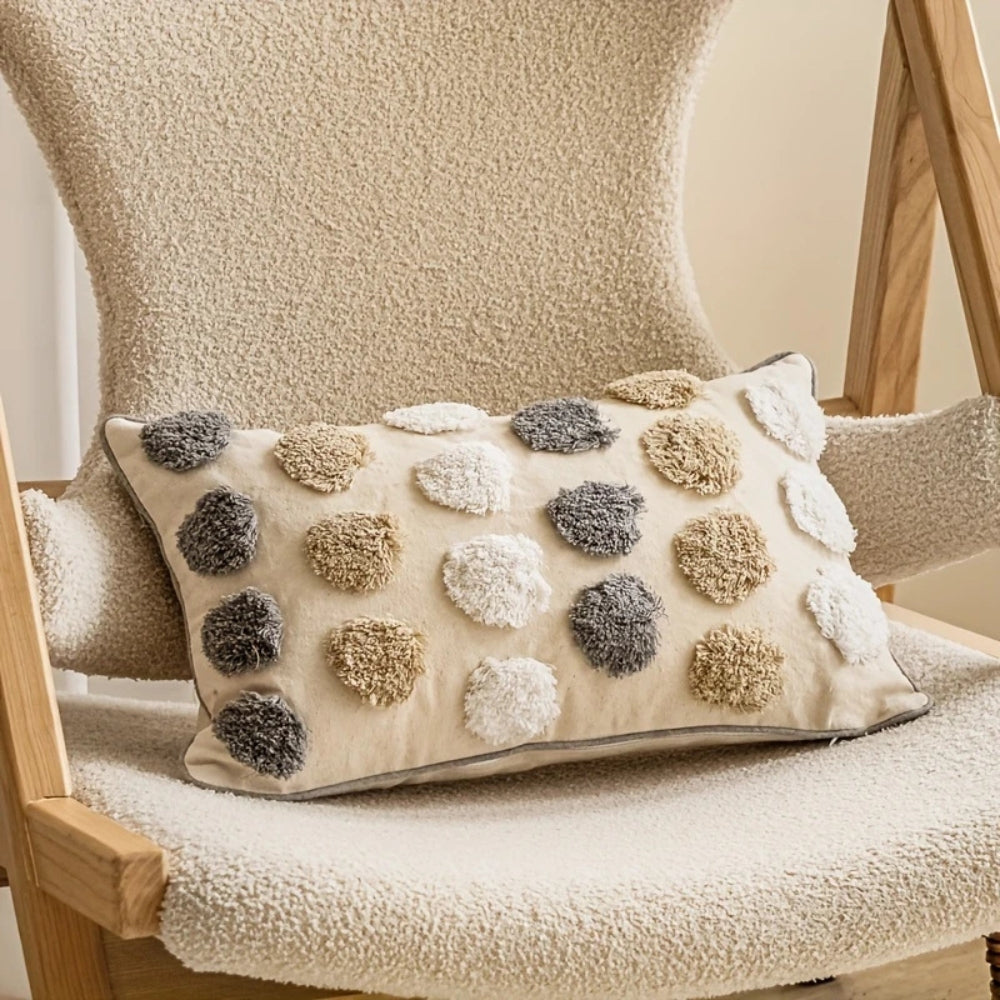 Viora Cushion Cover - Soft Microfiber, Tufted Polka Dot Design 2