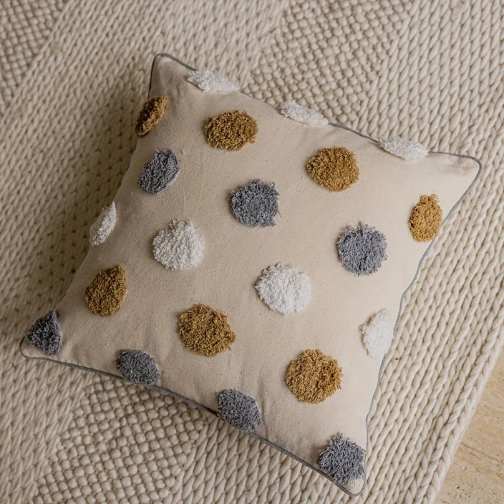 Viora Cushion Cover - Soft Microfiber, Tufted Polka Dot Design 3