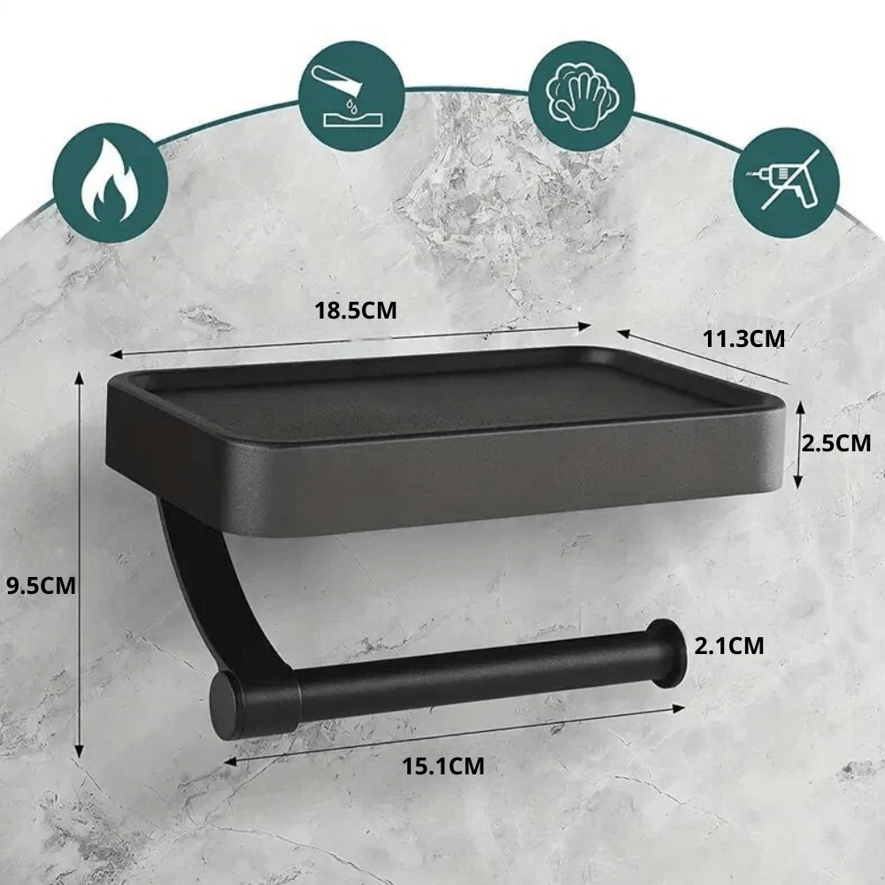 Virelle Toilet Paper Holder Stand - Stainless Steel with Storage Shelf 1