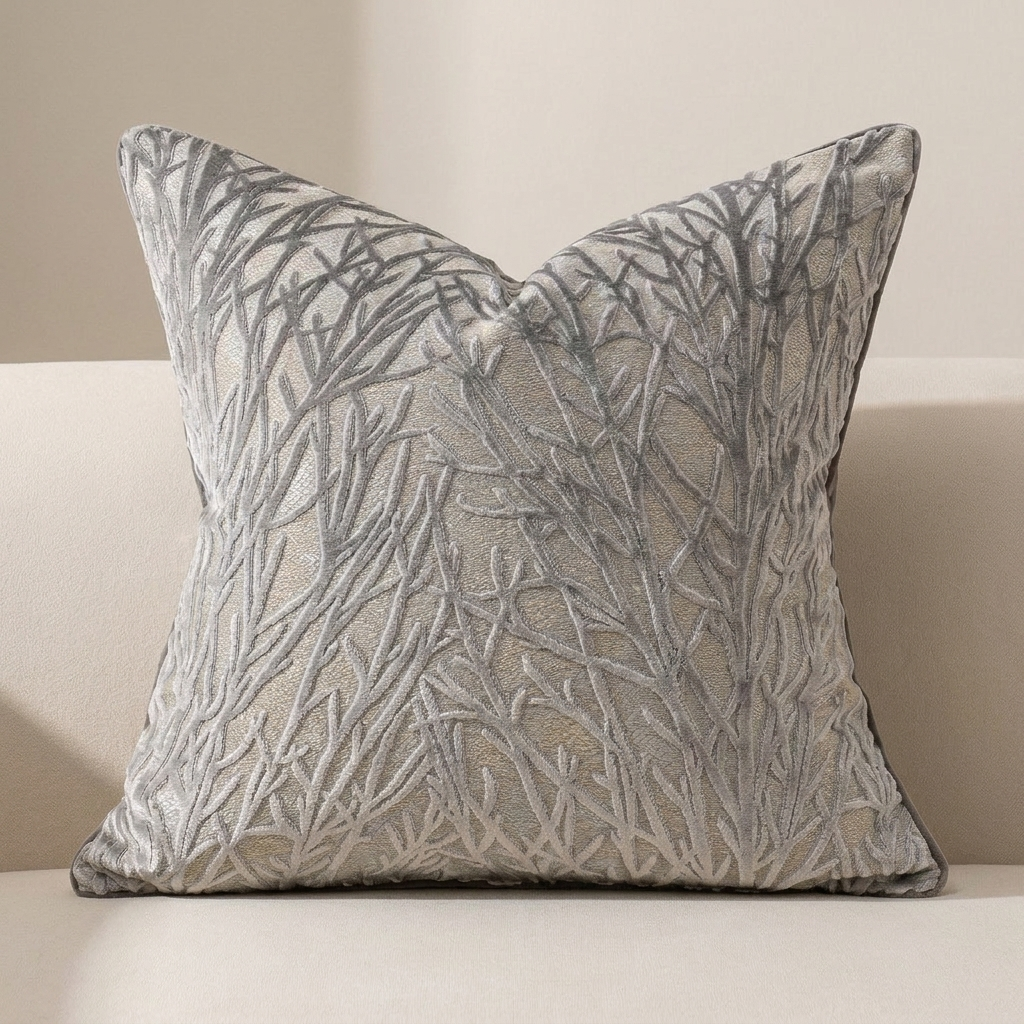 Vireo Decorative Pillow Cover - Velvet, Dark Grey Geometric Pattern, 18x18 0