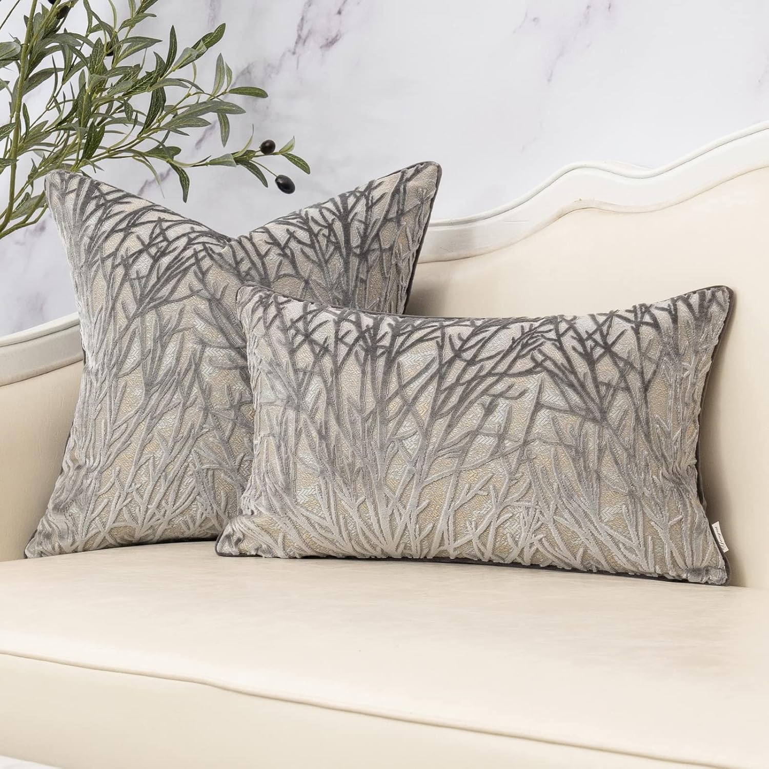 Vireo Decorative Pillow Cover - Velvet, Dark Grey Geometric Pattern, 18x18 5