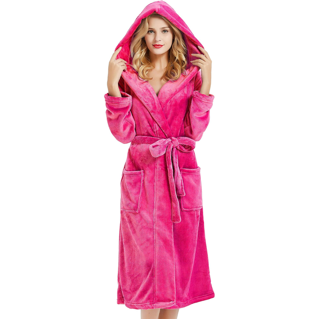 Vivianne Fleece Bathrobe - Hooded Women's Robe, Soft and Warm 3