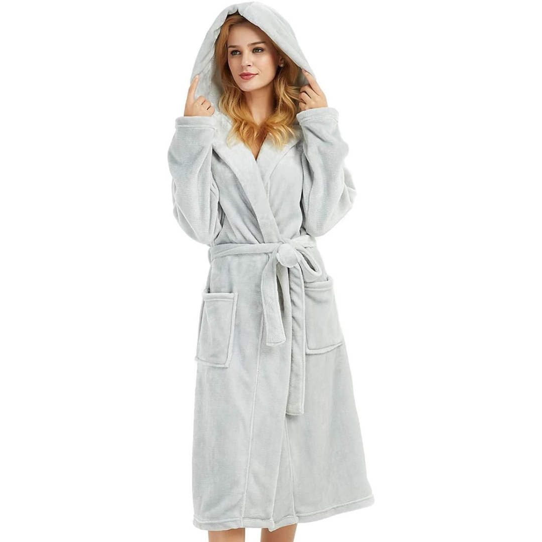 Vivianne Fleece Bathrobe - Hooded Women's Robe, Soft and Warm 4