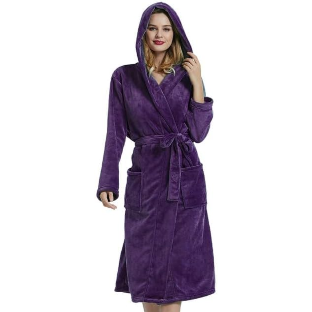 Vivianne Fleece Bathrobe - Hooded Women's Robe, Soft and Warm 6