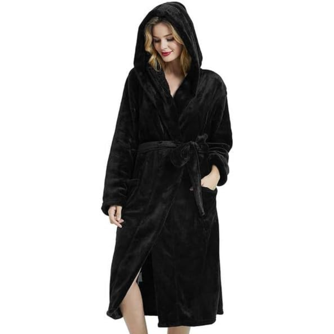 Vivianne Fleece Bathrobe - Hooded Women's Robe, Soft and Warm 9
