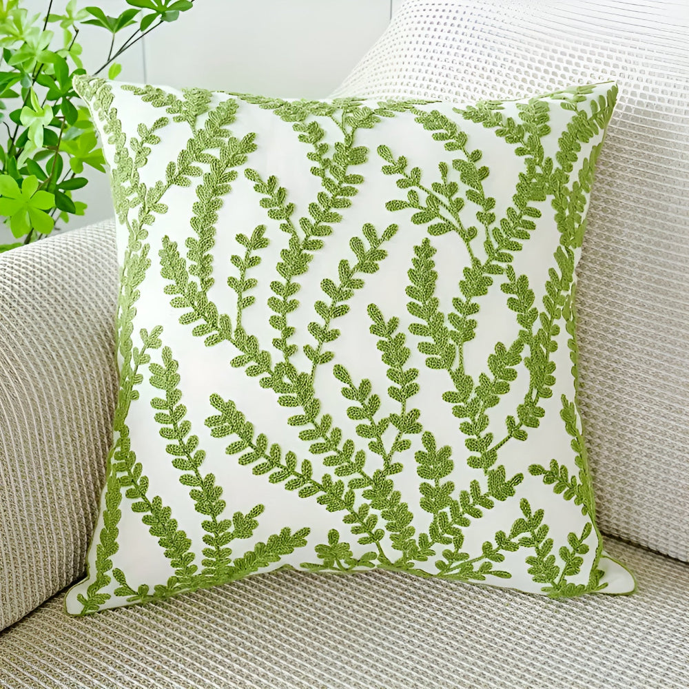 Vivid Sofa Cushion Cover - Microfiber Blend, Leaf Pattern 0