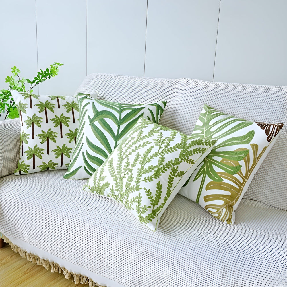 Vivid Sofa Cushion Cover - Microfiber Blend, Leaf Pattern 1