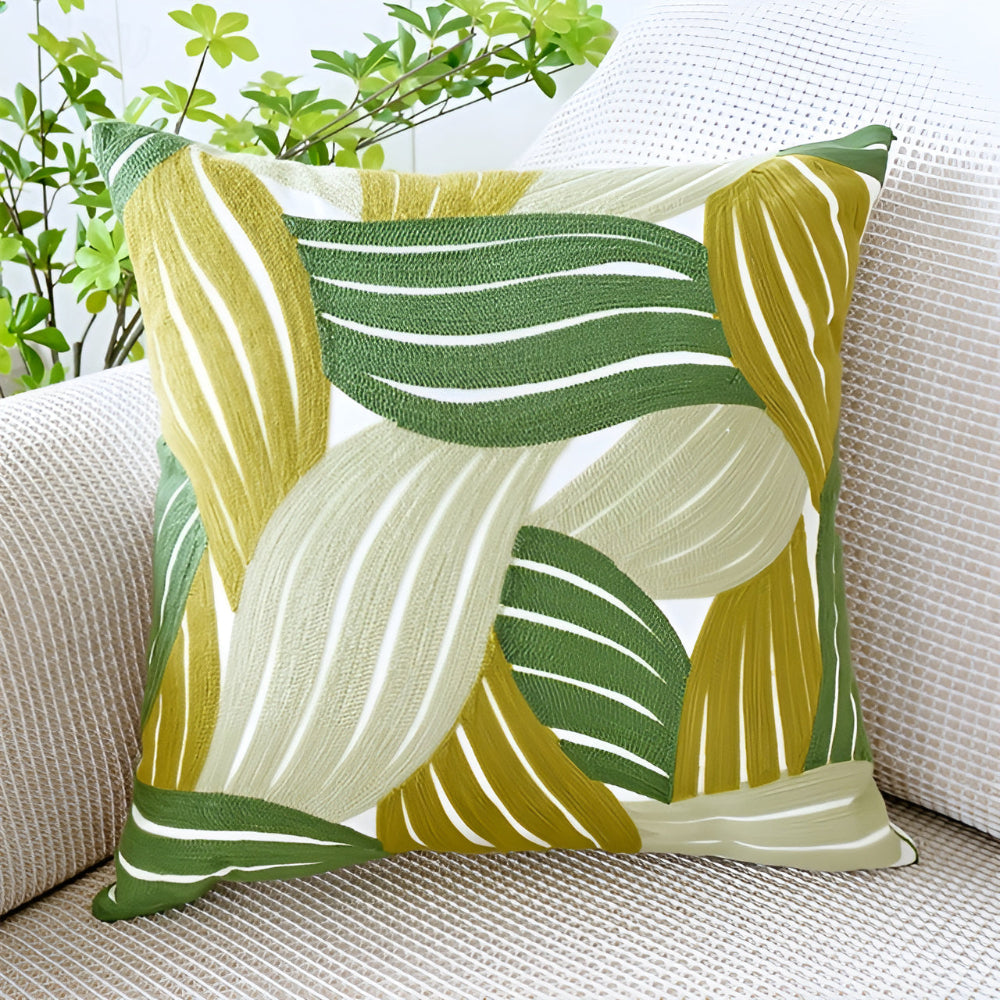 Vivid Sofa Cushion Cover - Microfiber Blend, Leaf Pattern 6