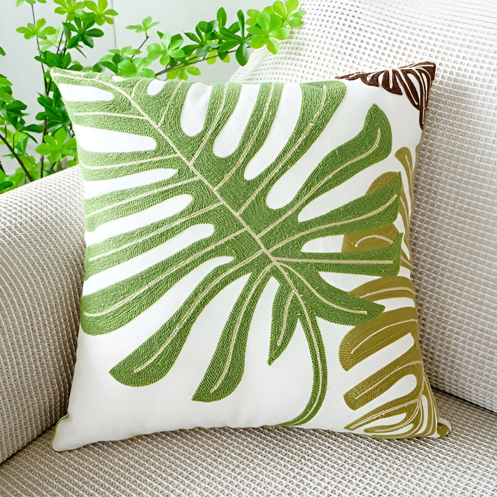 Vivid Sofa Cushion Cover - Microfiber Blend, Leaf Pattern 8