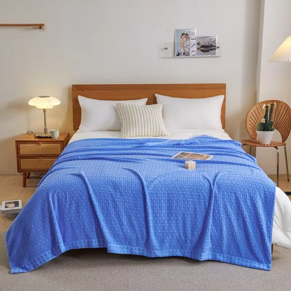 Cotton Waffle - Light Bedspread Throw Blanket