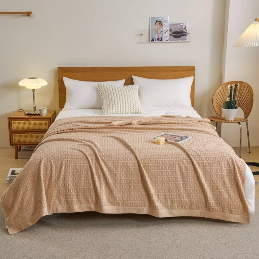 Cotton Waffle - Light Bedspread Throw Blanket