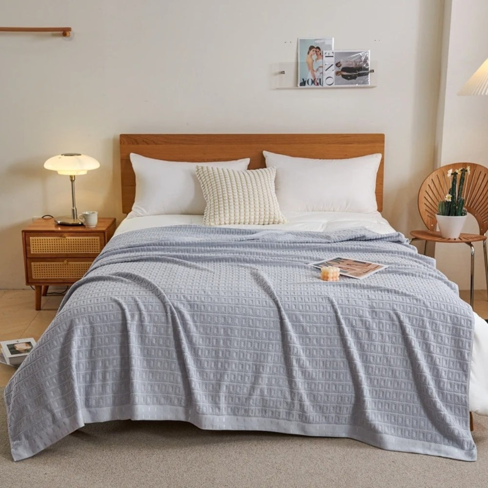 Cotton Waffle - Light Bedspread Throw Blanket