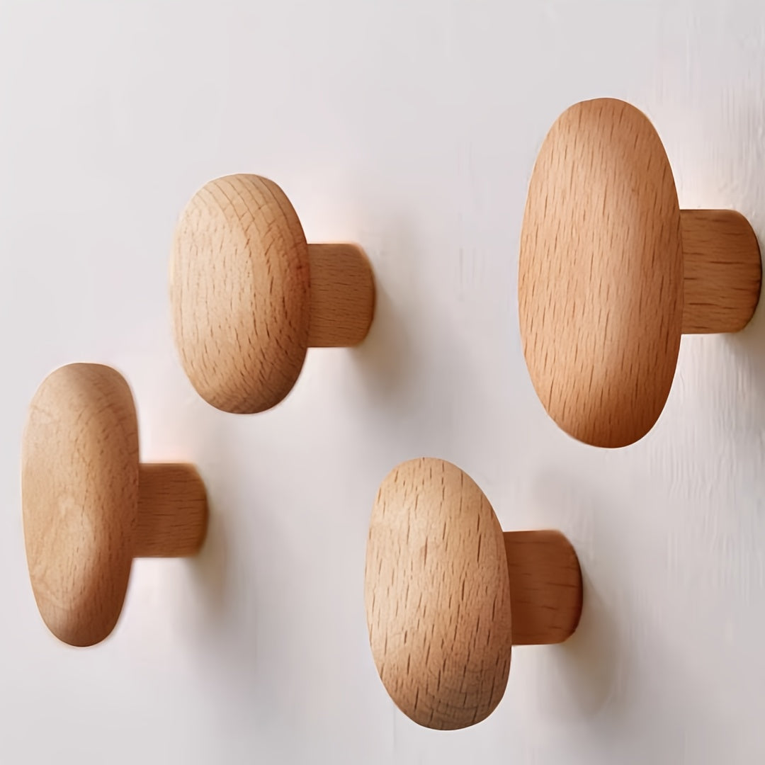 Wander Wall Hooks - Handmade Walnut and Beech Wood, Stylish Coat Hooks for Wall 0