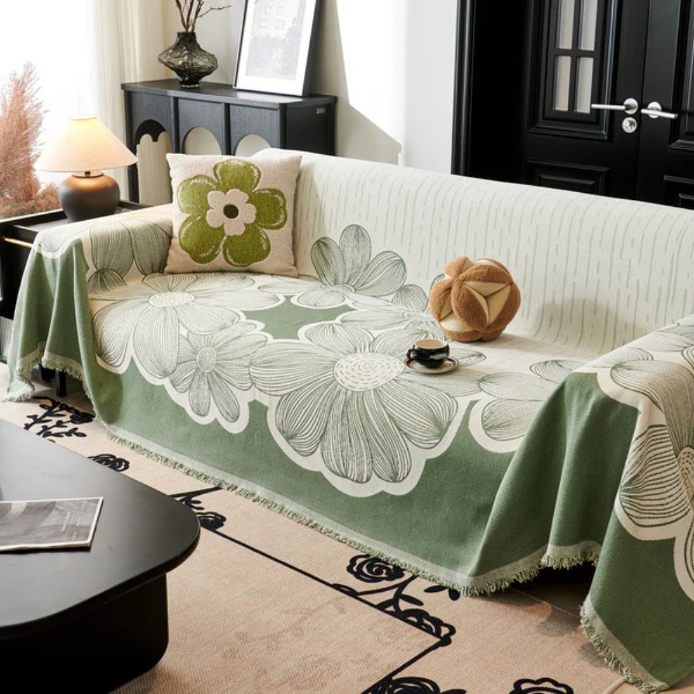 Wanderlust Sofa Cover - Soft Chenille, Reversible Floral Design 4