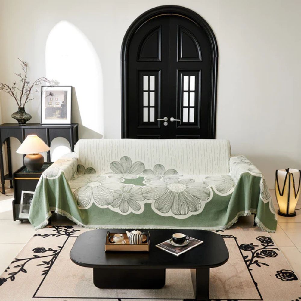 Wanderlust Sofa Cover - Soft Chenille, Reversible Floral Design 7