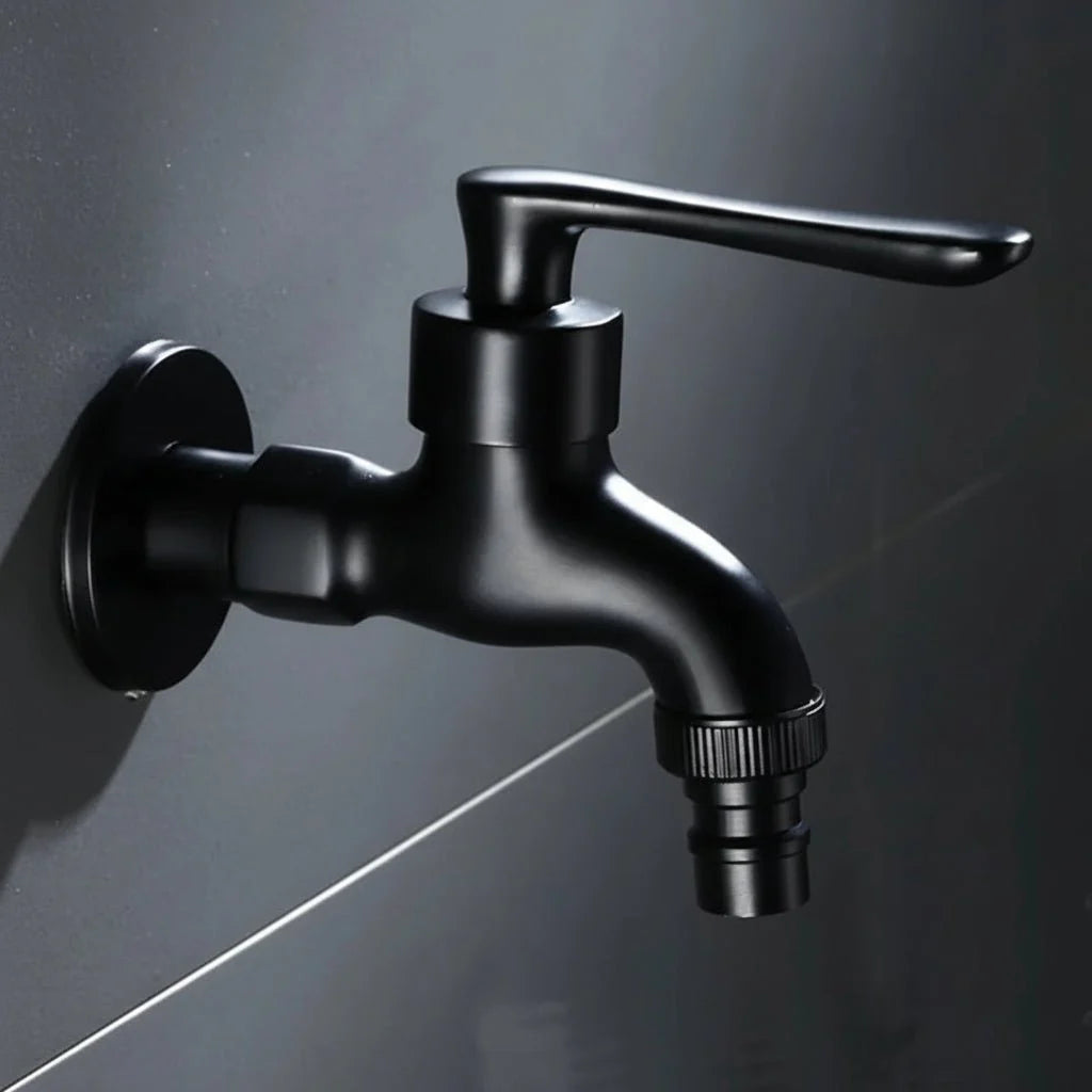 NoirStream – Matte Black Wall Tap – Modern Space-Saving Faucet