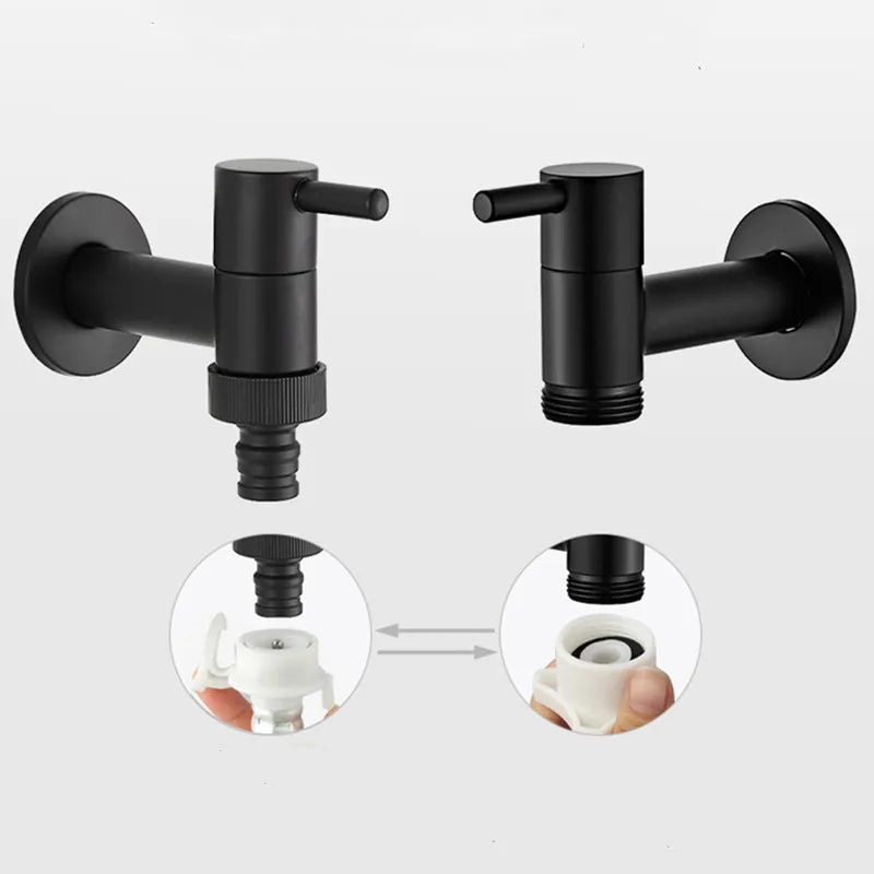 NoirStream – Matte Black Wall Tap – Modern Space-Saving Faucet